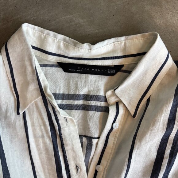 Zara woman long striped linen mix dress XS - Picture 2 of 6